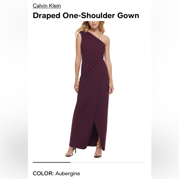 Calvin Klein Dresses & Skirts - Calvin Klein Draped One-Shoulder Gown Plum
